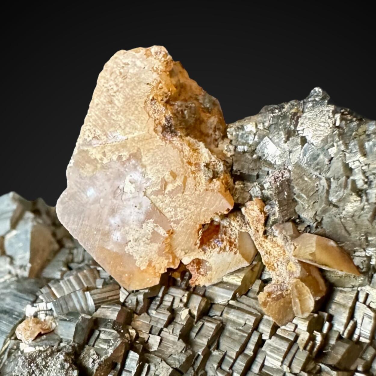 Pyrite With Manganoan Calcite