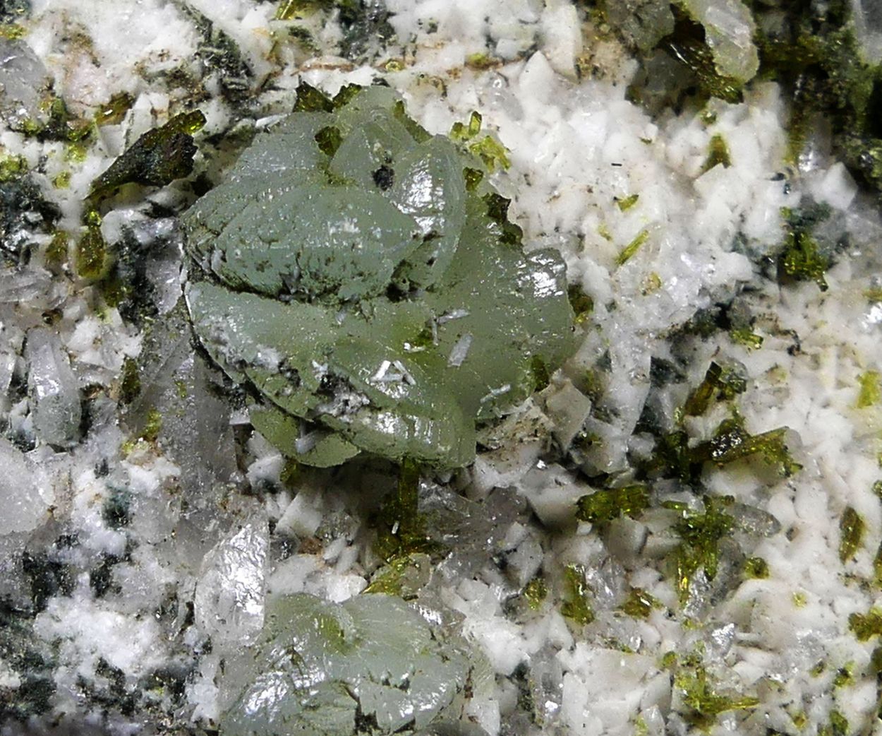 Prehnite & Epidote On Adularia