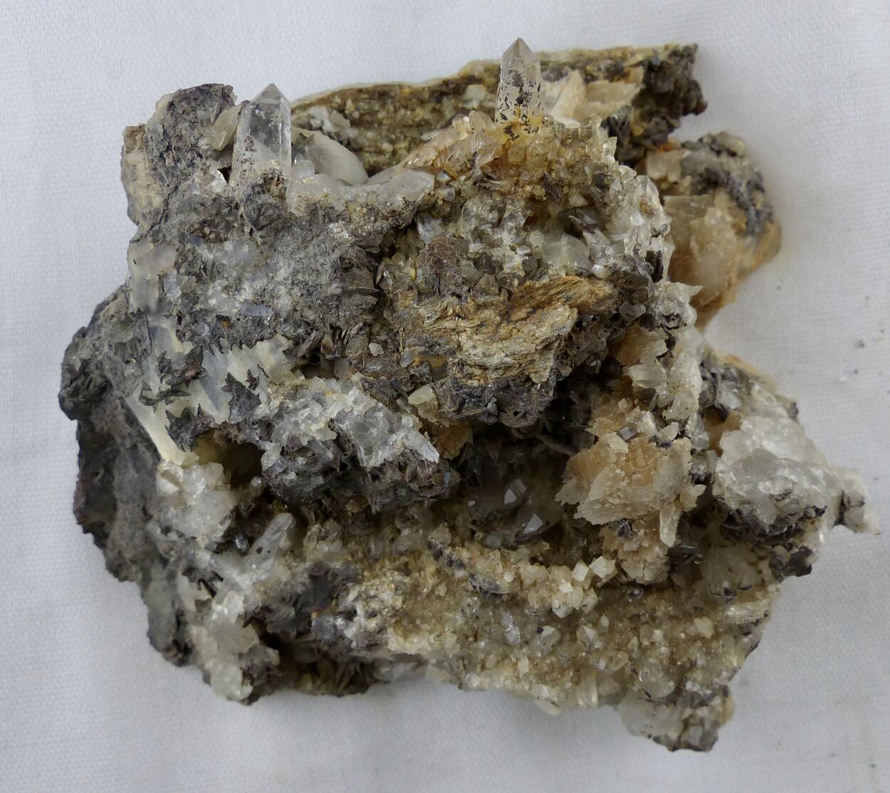 Calcite & Siderite & Quartz & Pyrite & Anatase & Adularia & Rutile
