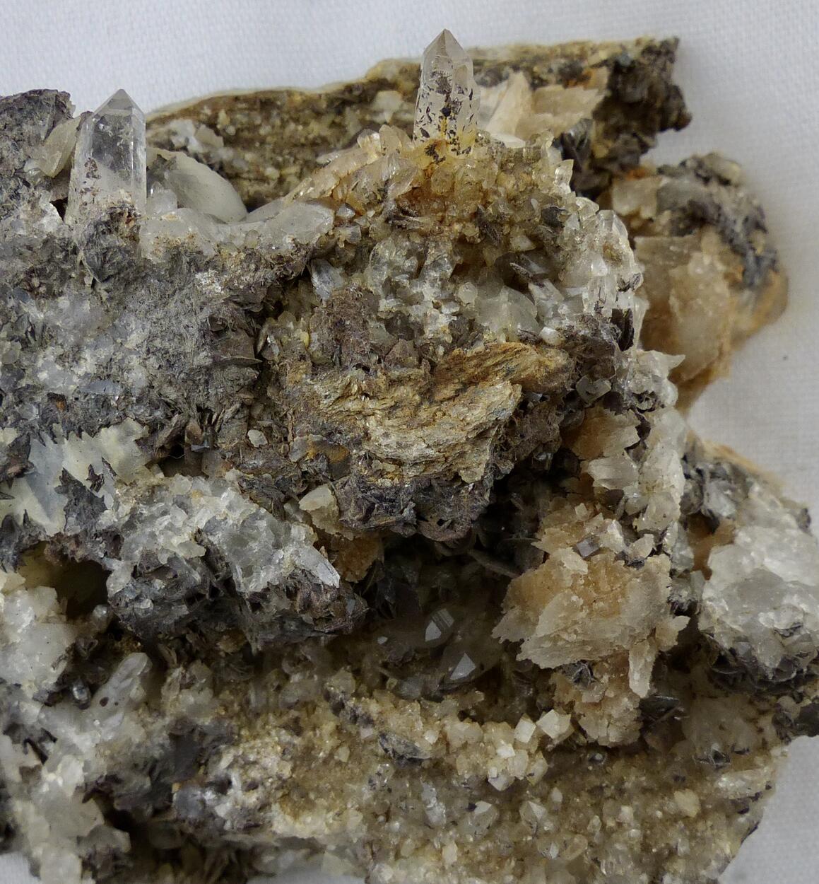 Calcite & Siderite & Quartz & Pyrite & Anatase & Adularia & Rutile