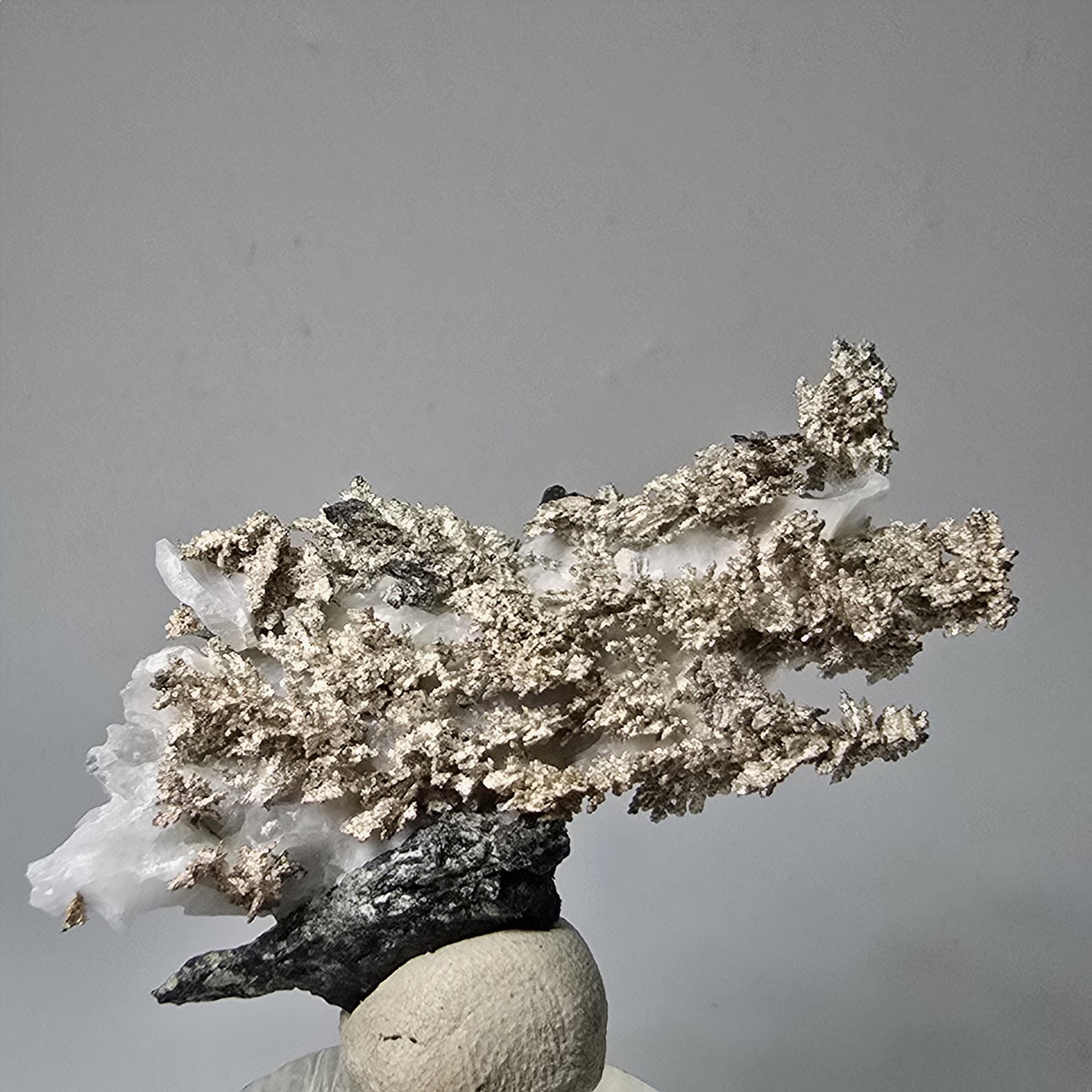 Native Silver On Calcite