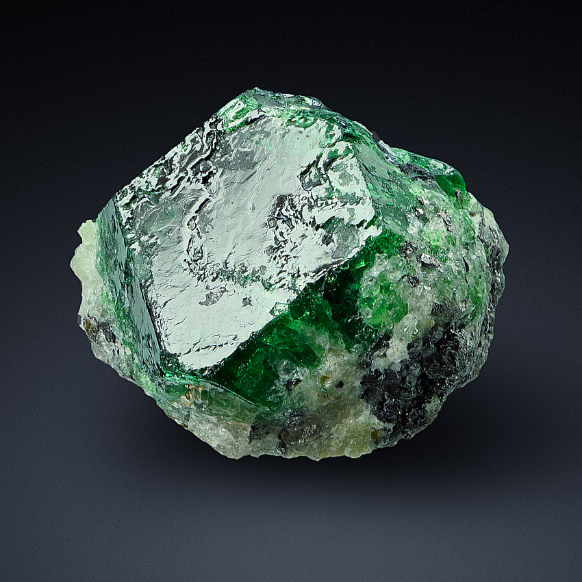 Grossular Var Tsavorite With Graphite