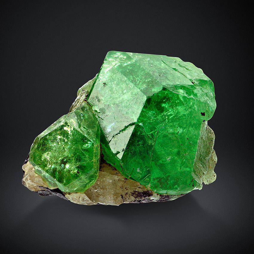 Grossular Var Tsavorite With Graphite