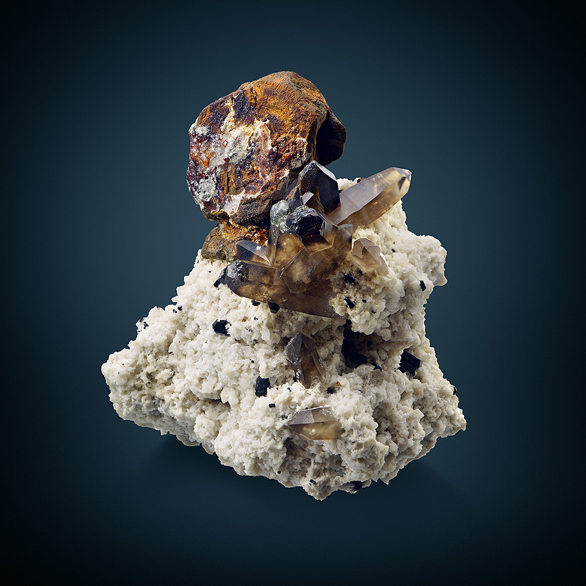 Limonite Psm With Hyalite & Smoky Quartz