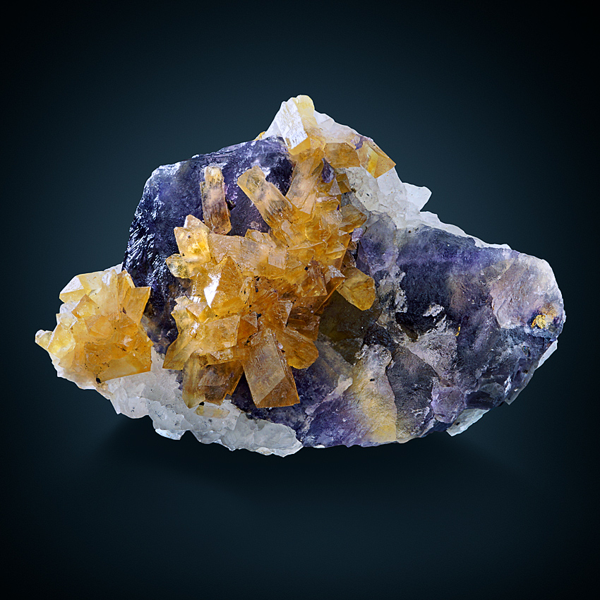 Baryte On Fluorite Quartz & Chalcopyrite