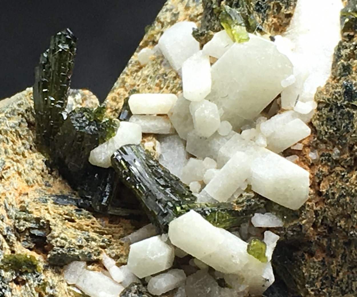 Epidote With Pericline & Hedenbergite