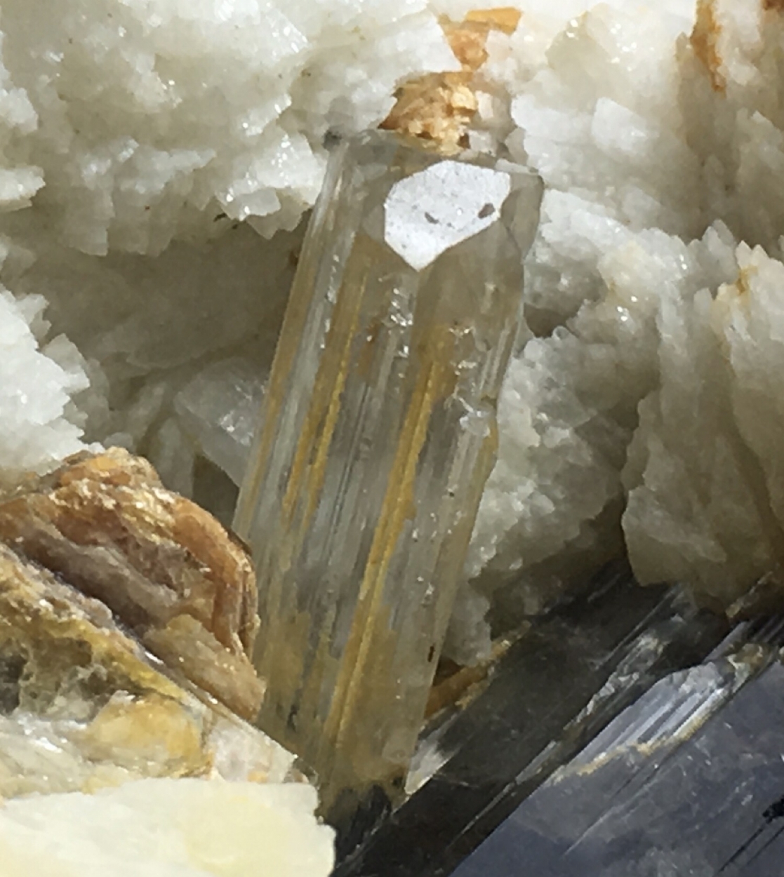 Aquamarine With Columbite Schorl & Feldspar