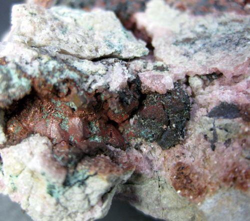 Cuprite & Native Copper With Cobaltoan Calcite
