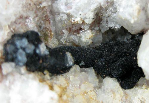 Pyrolusite & Fluorite On Quartz