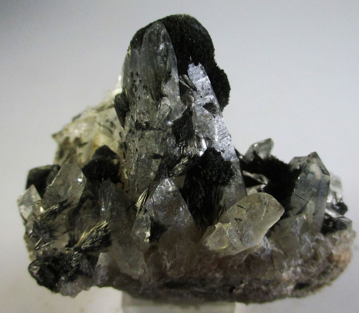Tourmaline Var Luinaite-(OH) On Rock Crystal