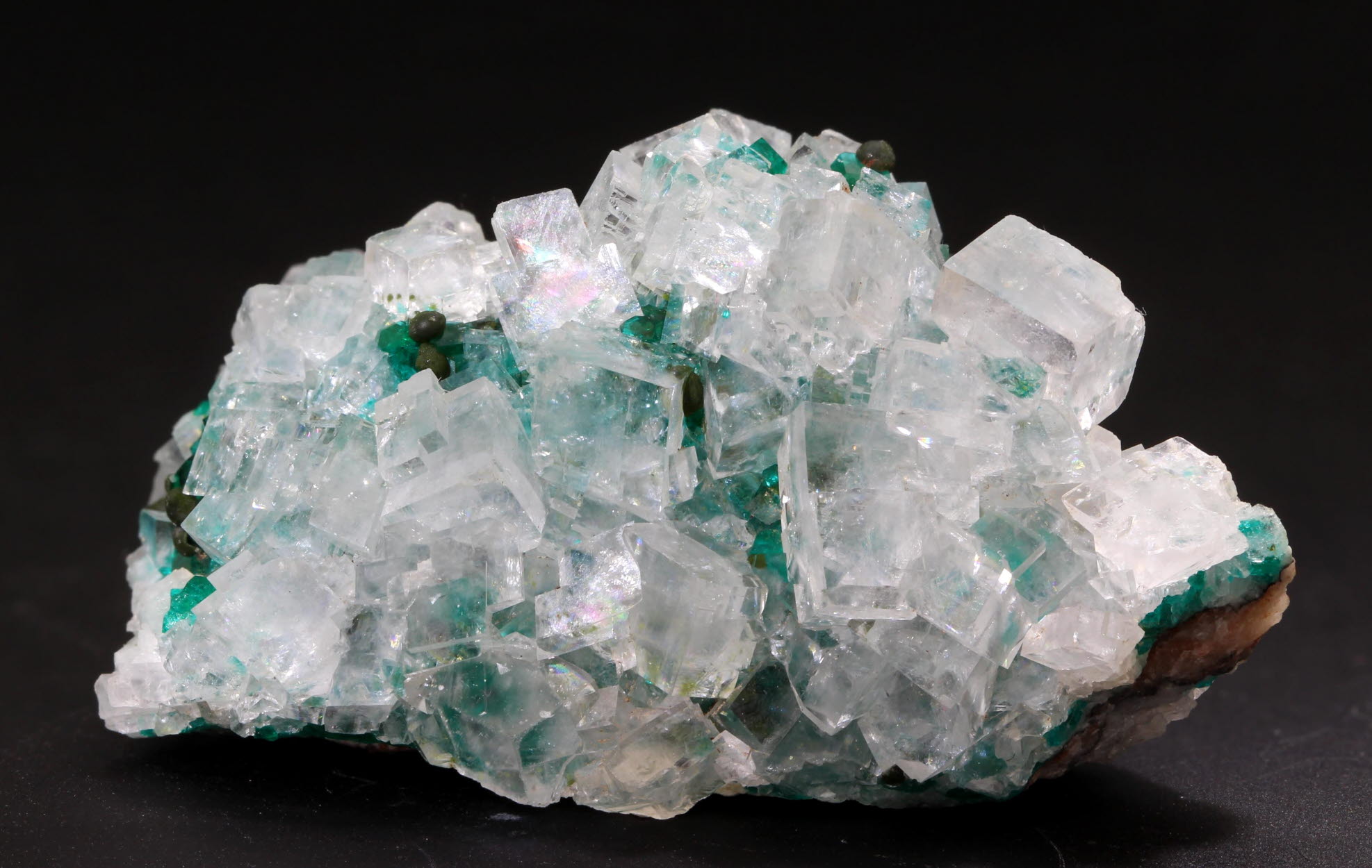 Calcite With Dioptase & Mottramite