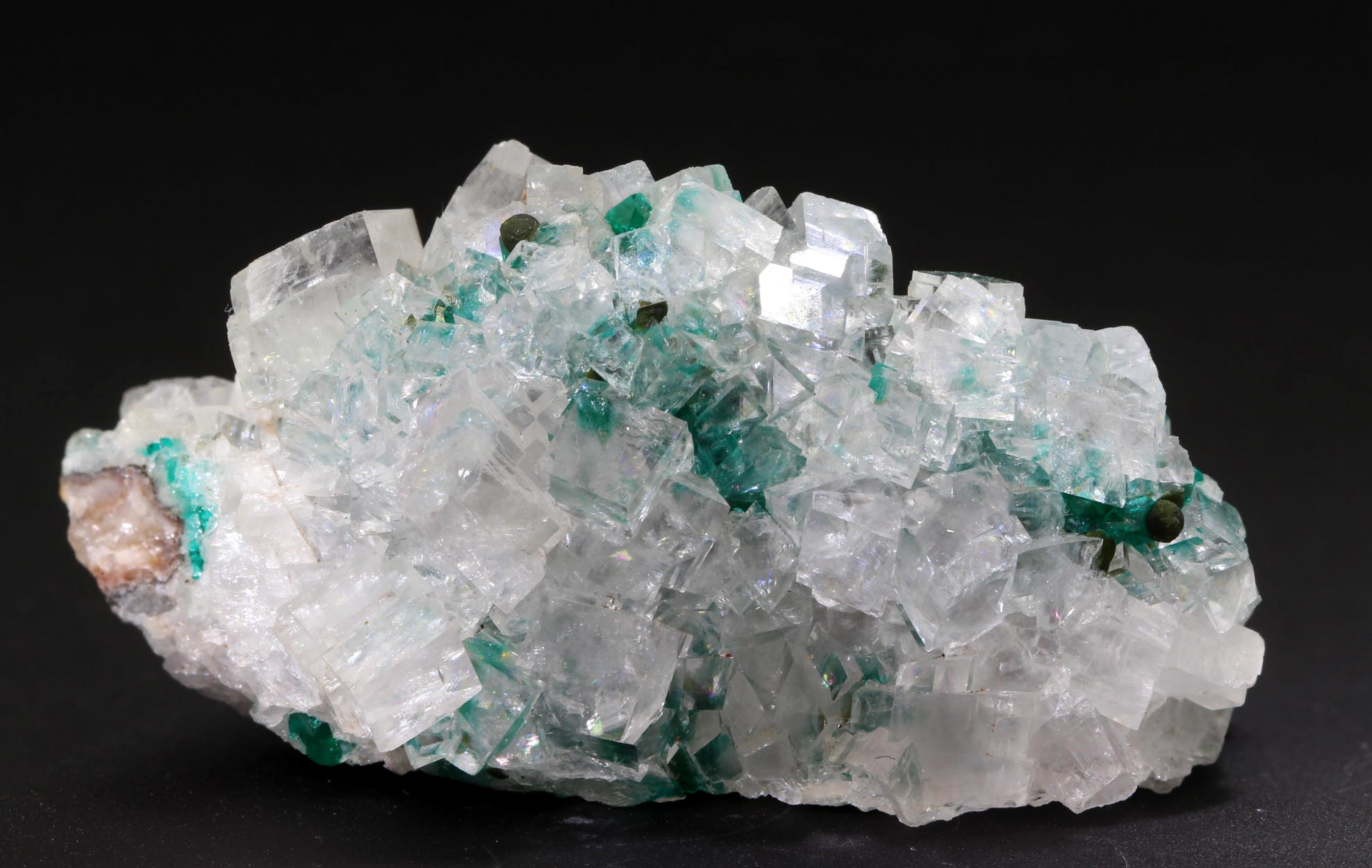 Calcite With Dioptase & Mottramite