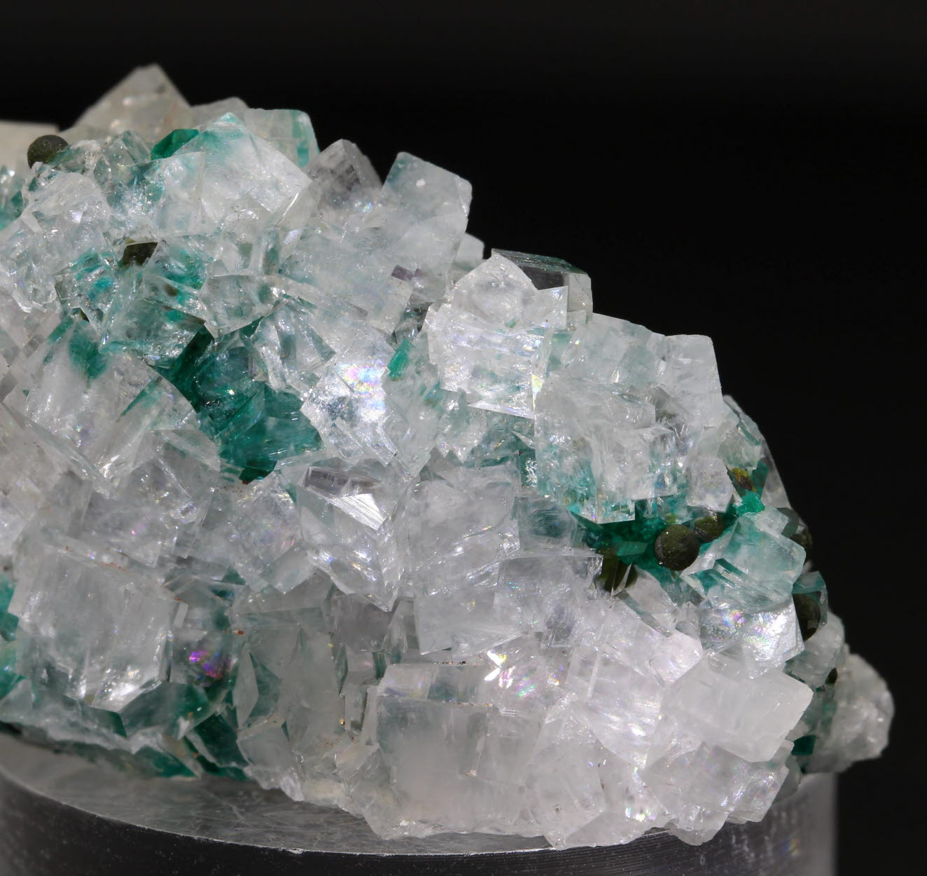 Calcite With Dioptase & Mottramite