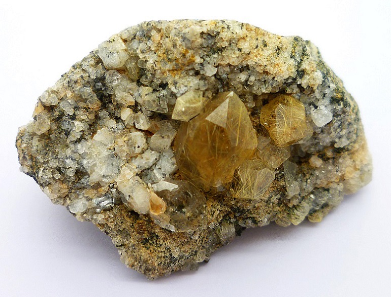 Quartz With Rutile & Xenotime-(Y)