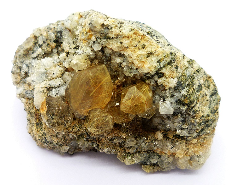 Quartz With Rutile & Xenotime-(Y)