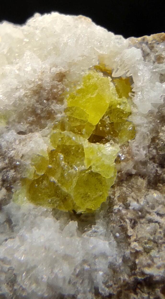 Native Sulphur On Calcite