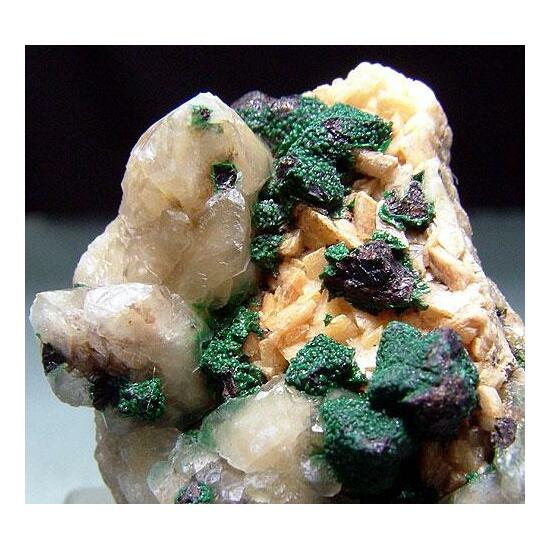 Chalcopyrite Malachite With Calcite & Dolomite
